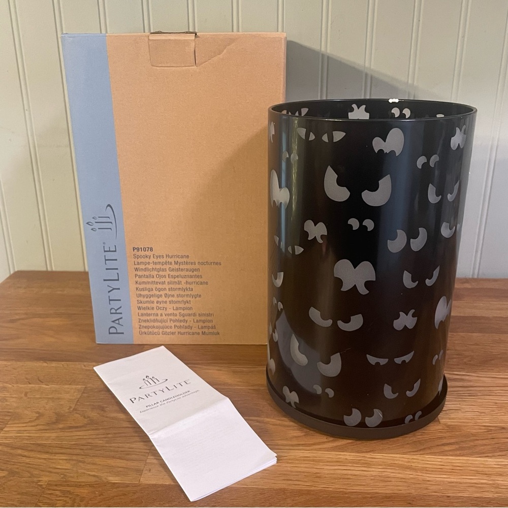 NEW PartyLite Spooky Eyes Hurricane Candle Holder